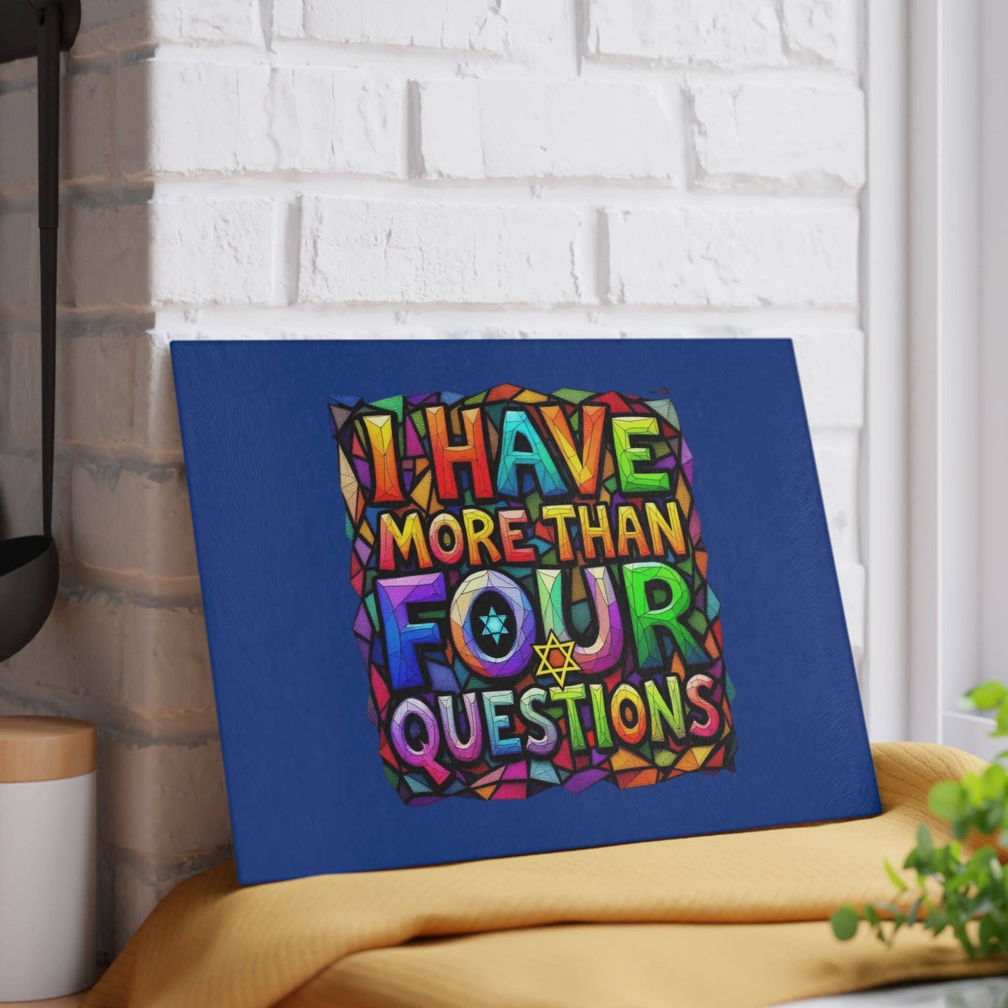 “Four Questions” ✡️ Funny  Passover Jewish Holiday  Sedar Cutting Board by Resinate by KS