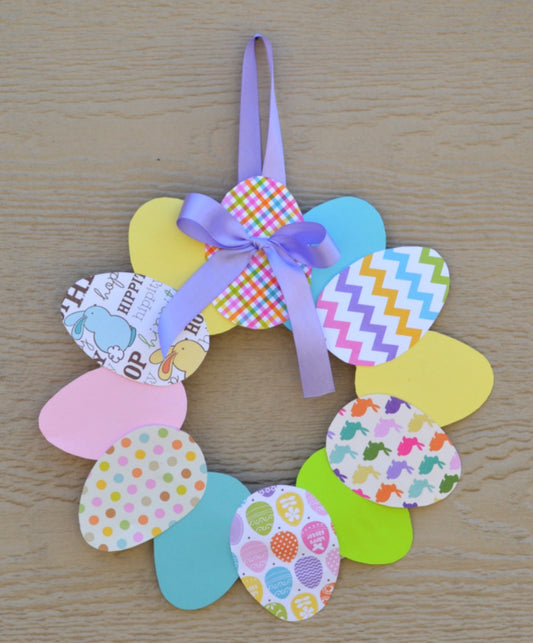 “Egg Hunt Chic” Easter Egg Wreath 🥚🎀 Easy Easter Classroom Craft Kit by Chief Gifting Officers