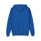 Youth Zip Hoodie with Blue Circular Logo — Kids Black Full‑Zip Hooded Sweatshirt