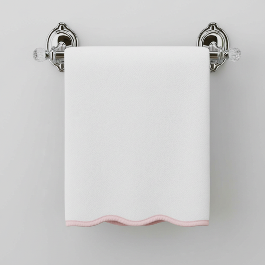 "Wrapped in Lotus" 🛁 Pink Piping Bath Sheet Set (2-Piece) by Lotus Linen