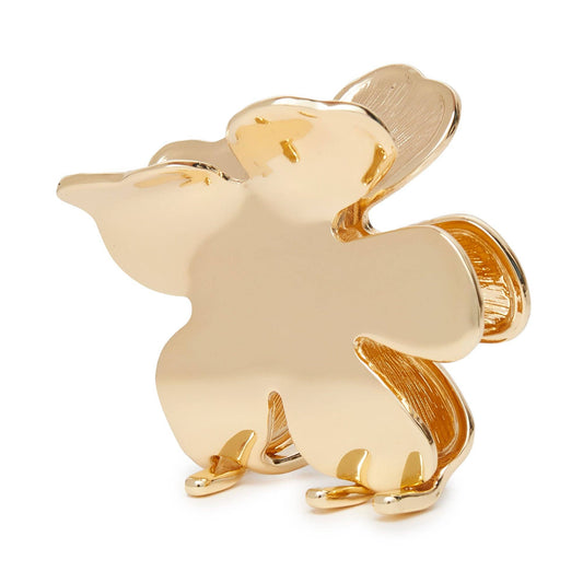 Lele Sadoughi gold Lily hair clip on white background