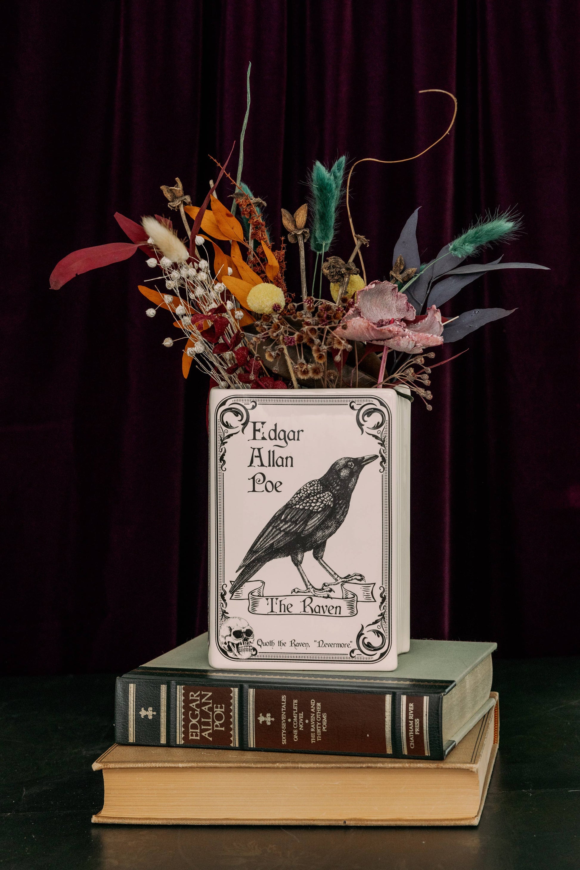 Edgar Allen Poe The Raven ceramic decorative book vase