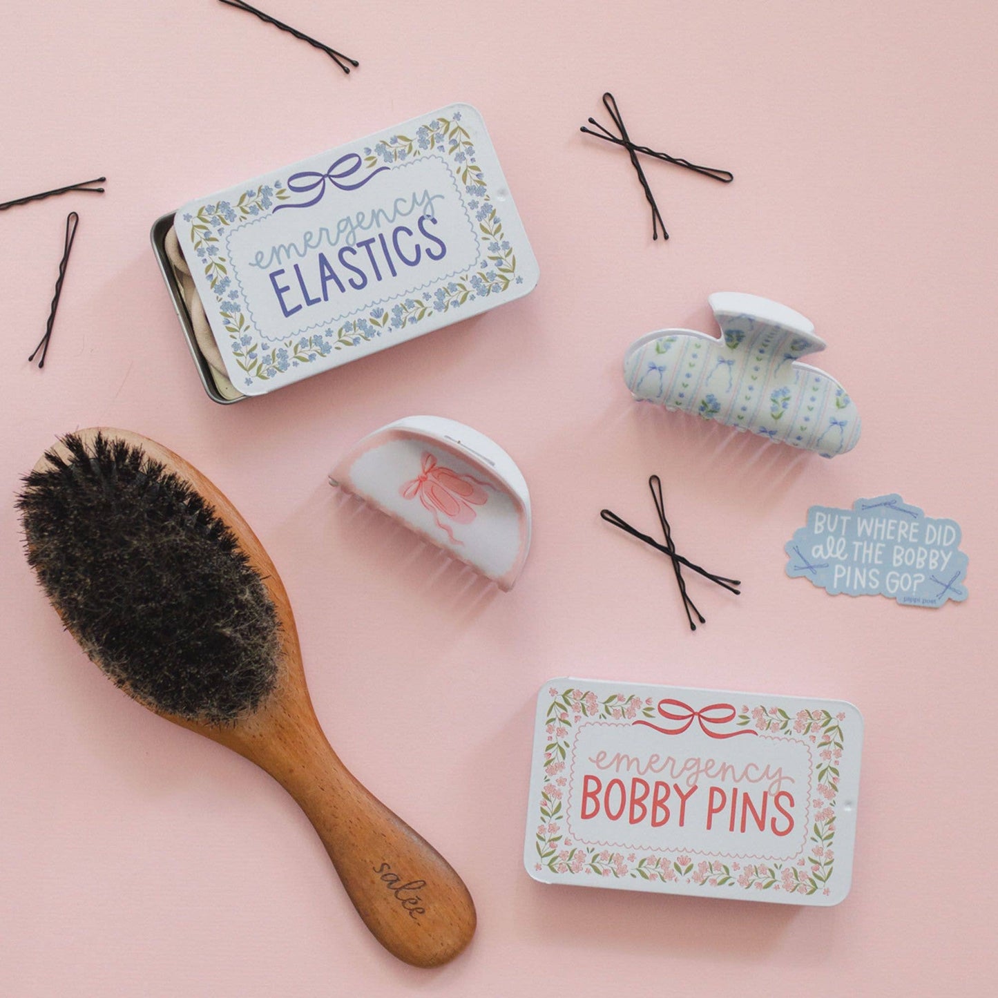 "Pin Emergency" 📌 Emergency Bobby Pins Travel Tin (60 Pins) by Pippi Post