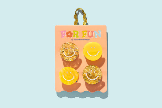 “Smile Squad” 😊 Mini Smiley Claw Clip 4-Pack by Taylor Elliott Designs