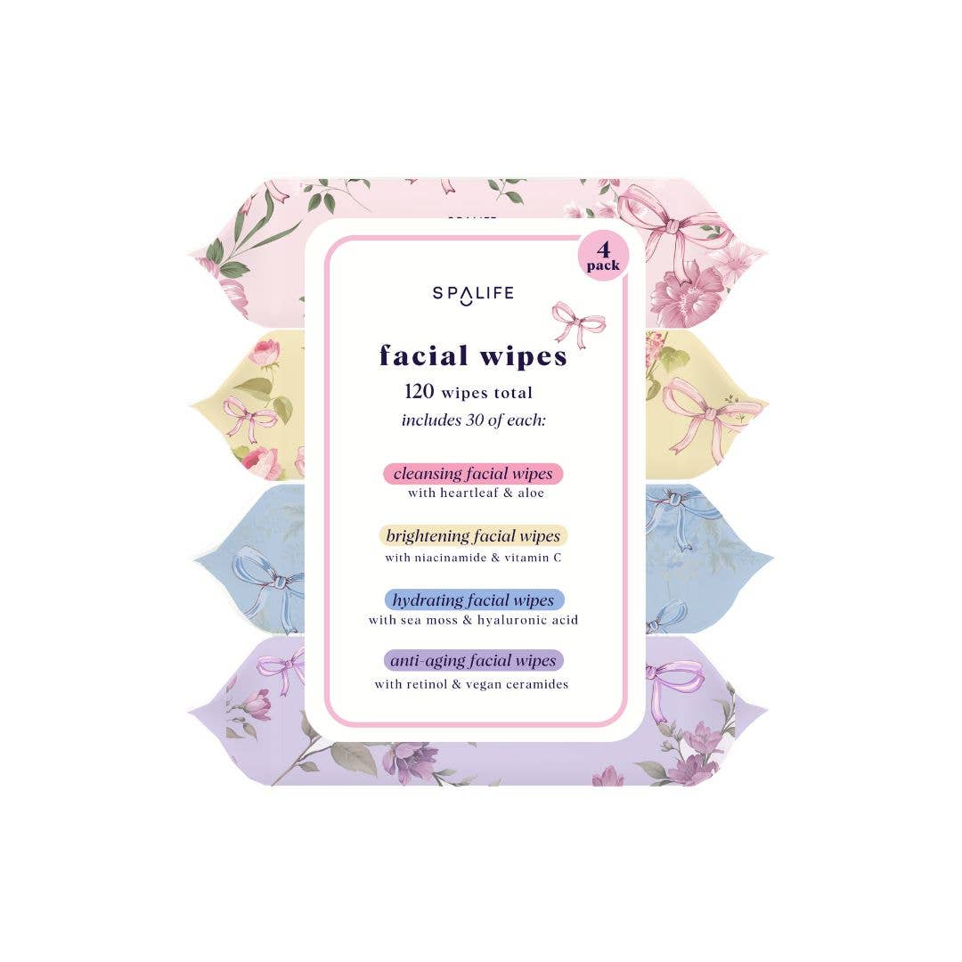 “Glow-To Go” ✨ 4-in-1 Skincare Facial Wipes by SpaLife