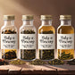 Bridal shower tea favors – elegant acrylic bottles with premium loose tea and sweet sayings.