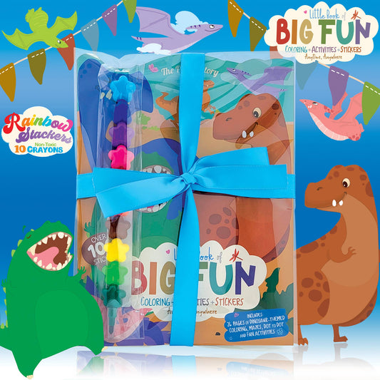 Dinosaur Activity Gift Pack – Coloring Book & Rainbow Crayon Stacker!