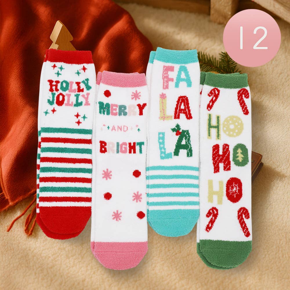 “Cold Feet” 🧦 Fuzzy Holiday Message Socks (12-Pack) by CGO