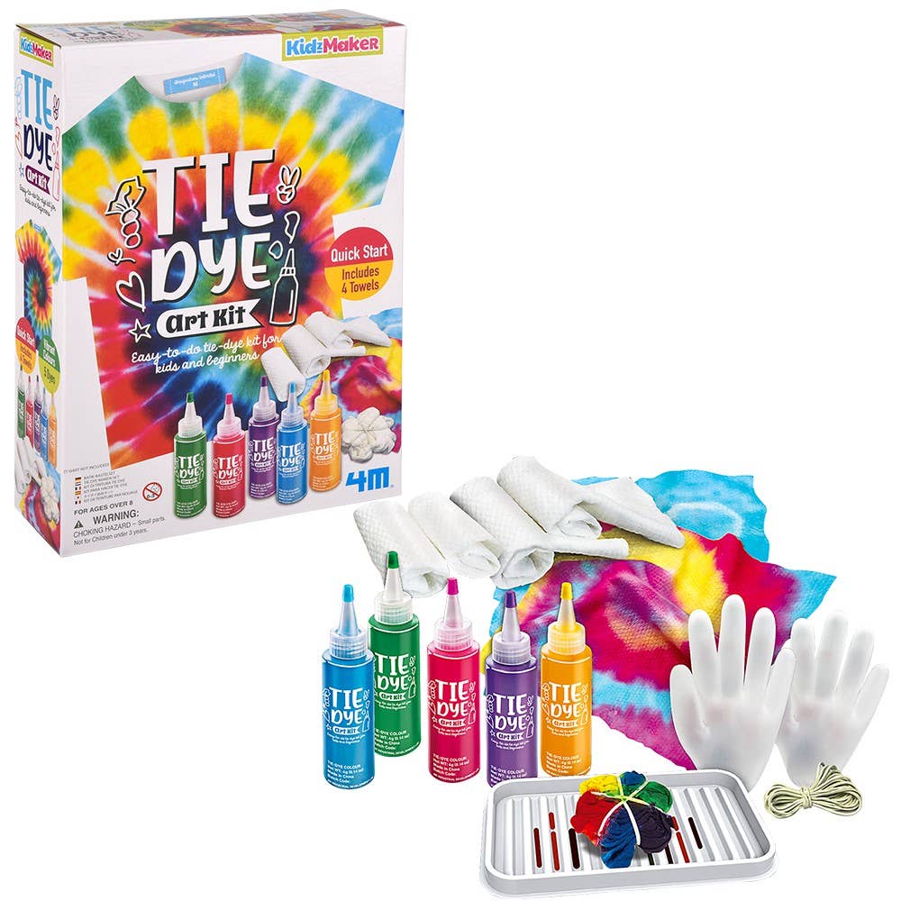 Kids tie-dye art kit with bright, beginner-friendly dyes