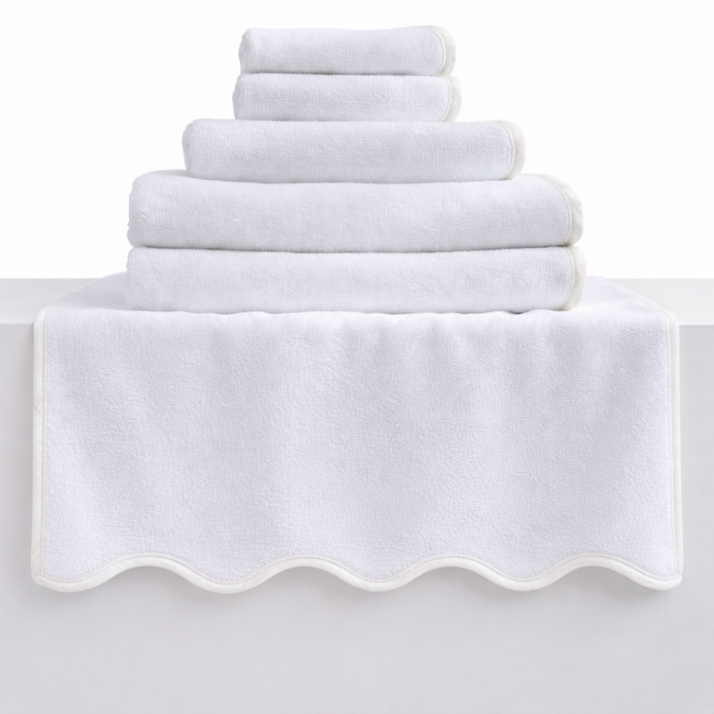 "Wrapped in Lotus" 🛁 Pink Piping Bath Sheet Set (2-Piece) by Lotus Linen