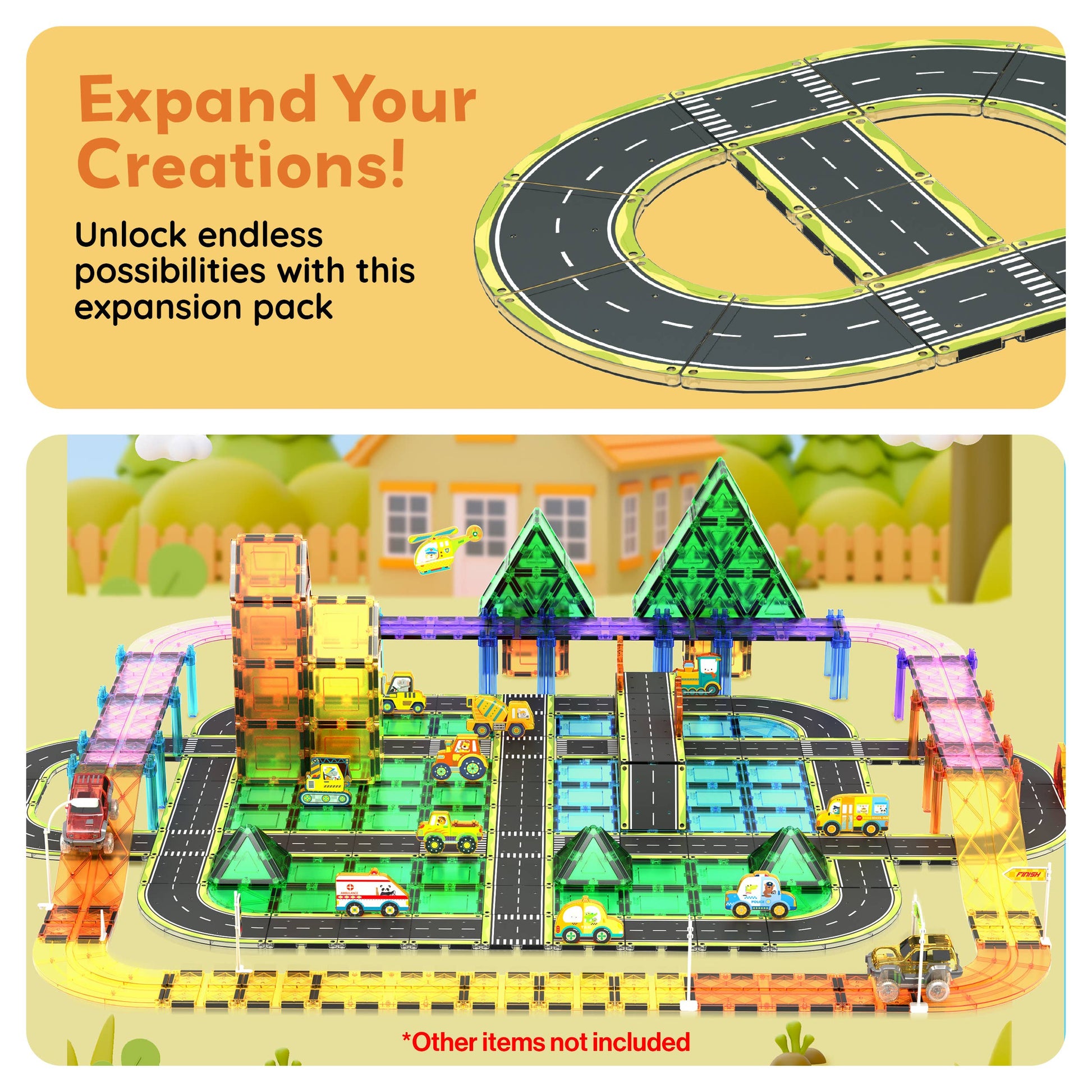 Magnetic road tiles for fine motor skills and engineering