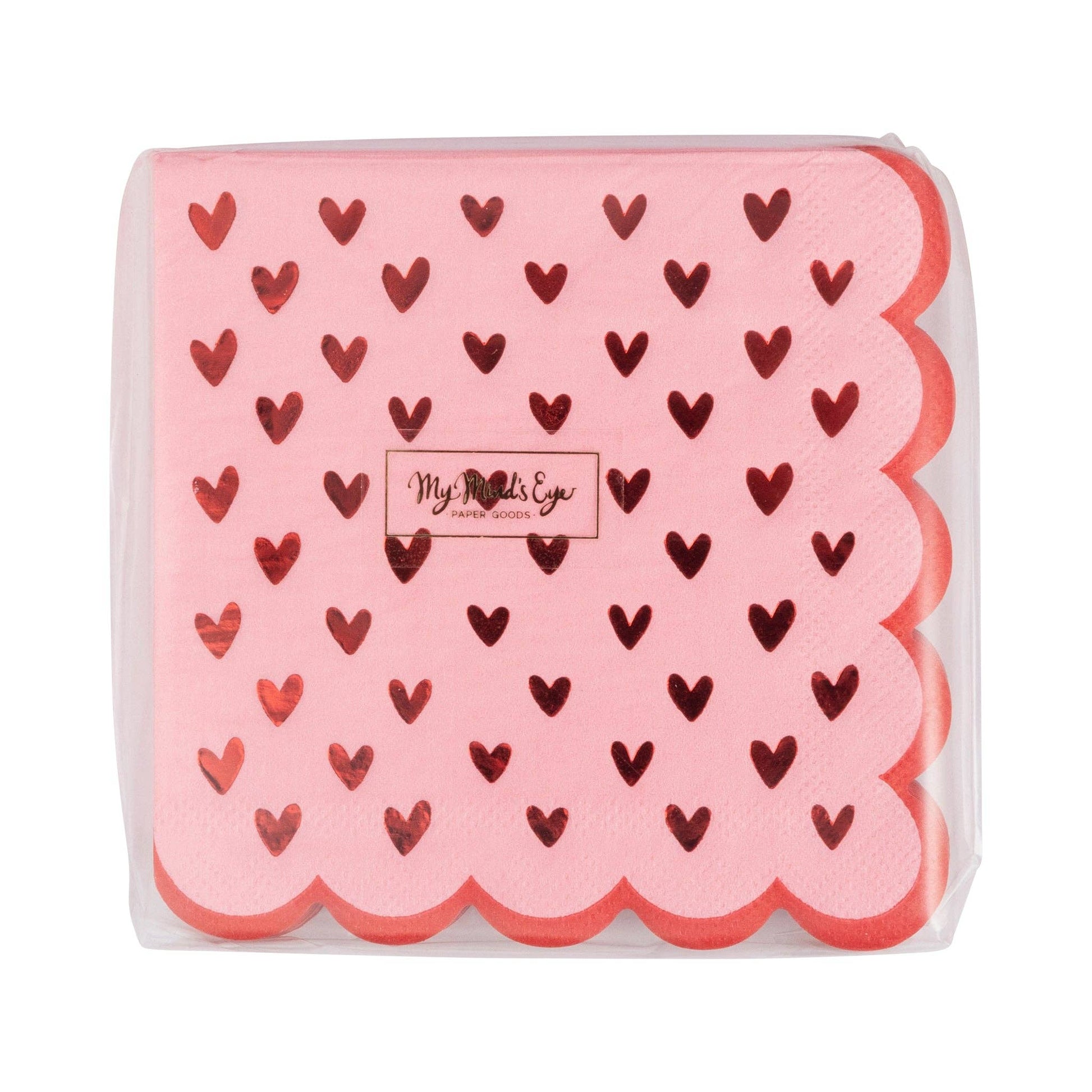 Scalloped Hearts Cocktail Napkins, featuring scalloped edges and playful heart designs, perfect for Valentine's Day parties or celebrations.