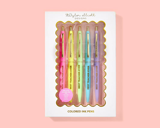 “Apple of Their Eye” 🍎 Best Teacher Ever Pen Set by Taylor Elliott Designs