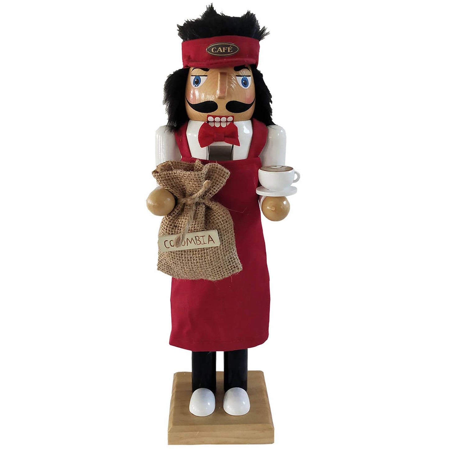 14-inch Barista Nutcracker holding espresso tools