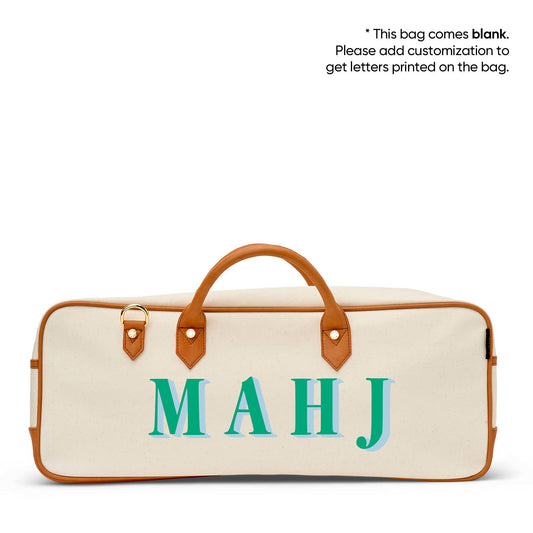 Personalized Mahjong tote with Mint and Sky serif letters