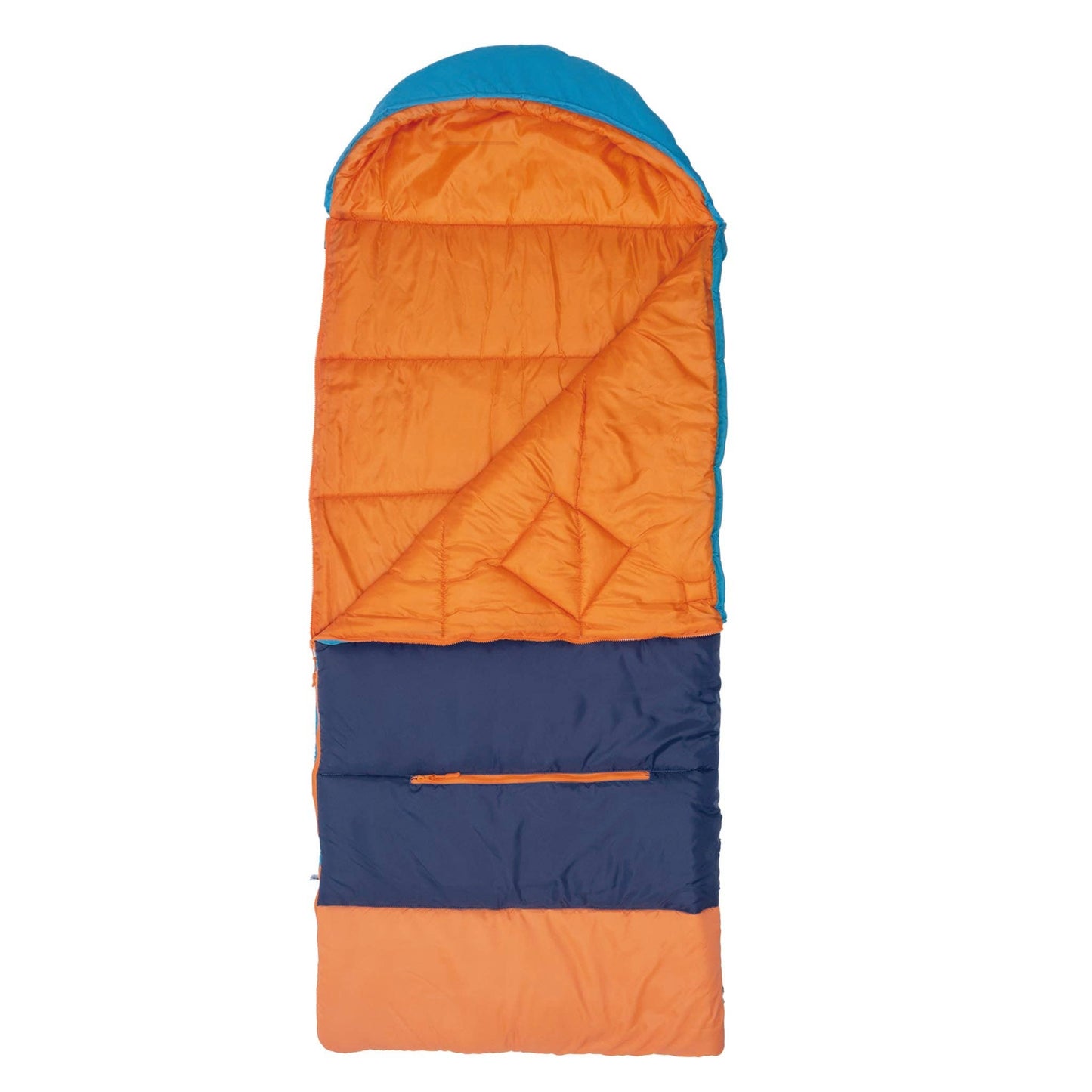 "Pack & Snooze" 🎒 Mimish Sleep-N-Pack Sleeping Bag — Enamel Blue, Persimmon & Navy (Big Kid)