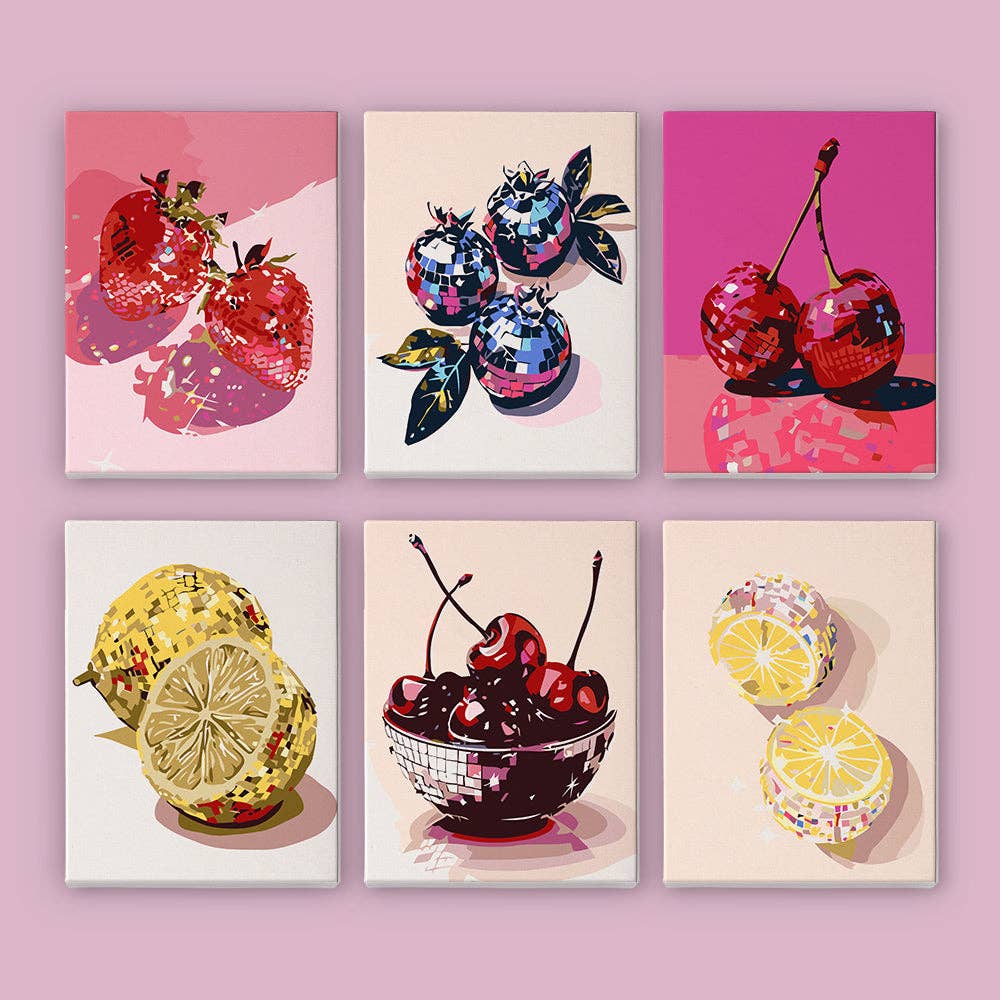 "Fruity Disco" 🍓 Mini Paint-by-Numbers 6-Pack by Paint Your Numbers