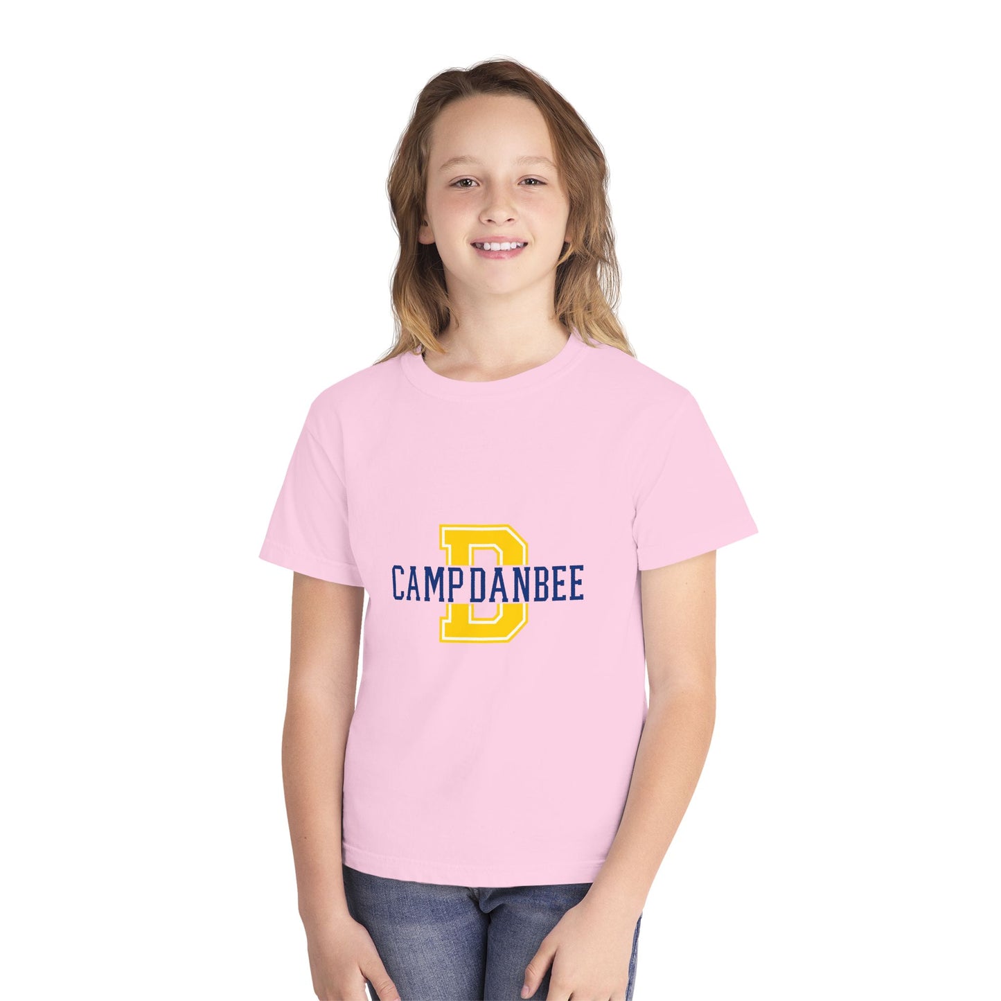 Youth T-Shirt — Camp Danbee Yellow Tee with Letter D