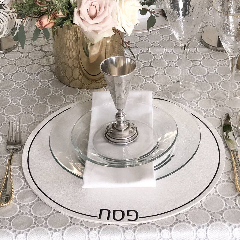 Leatherette Passover Placemats - Set of 4: Gold