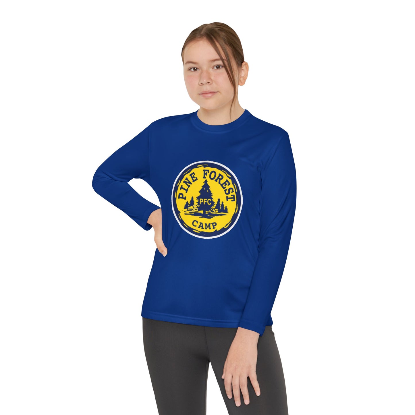 Youth Long Sleeve Tee - Pine Forest Camp Patch Design