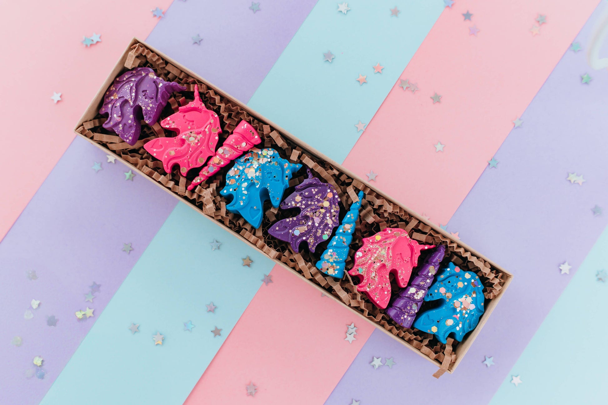 Kids unicorn crayons for coloring and drawing