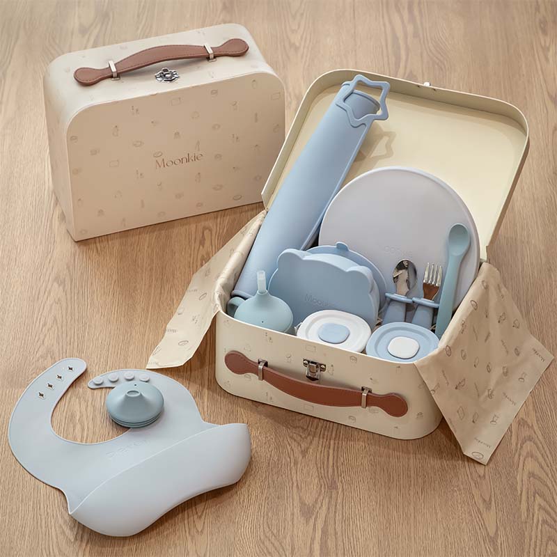 Baby Shower Gift Set – Personalized Silicone Bowl, Plate & Utensils for 4M+