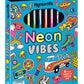 “Markerific: Neon Vibes” 🩷💚💛 Coloring Book by: Folders; 48 pages / English