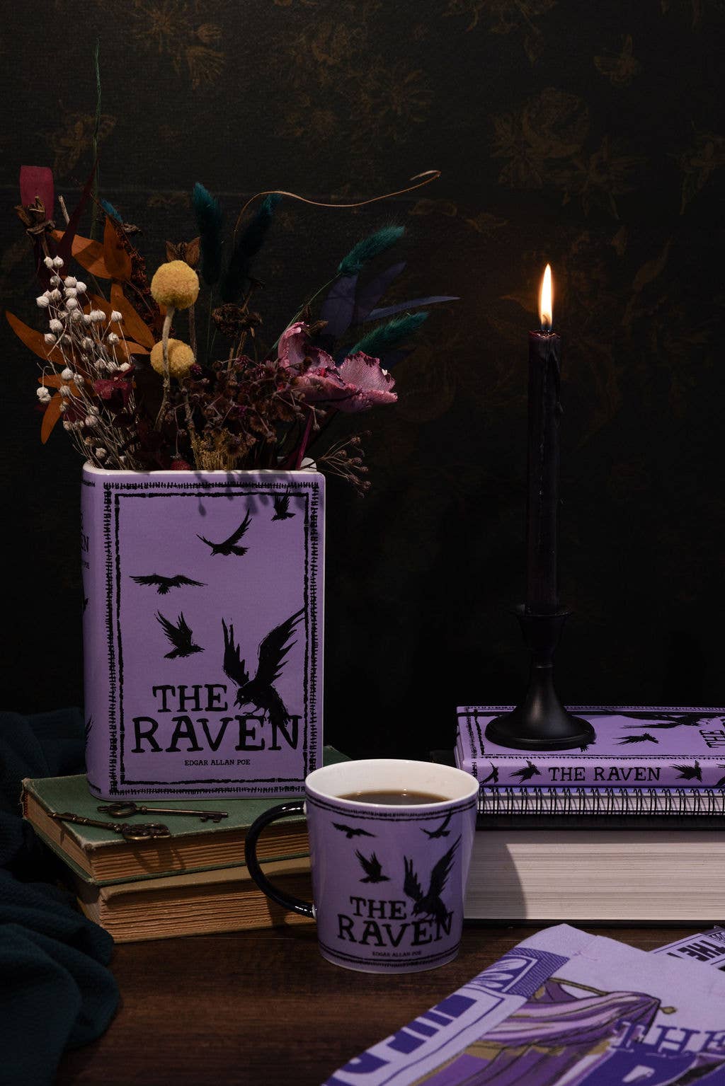 Edgar Allen Poe themed flower vase for desk or room