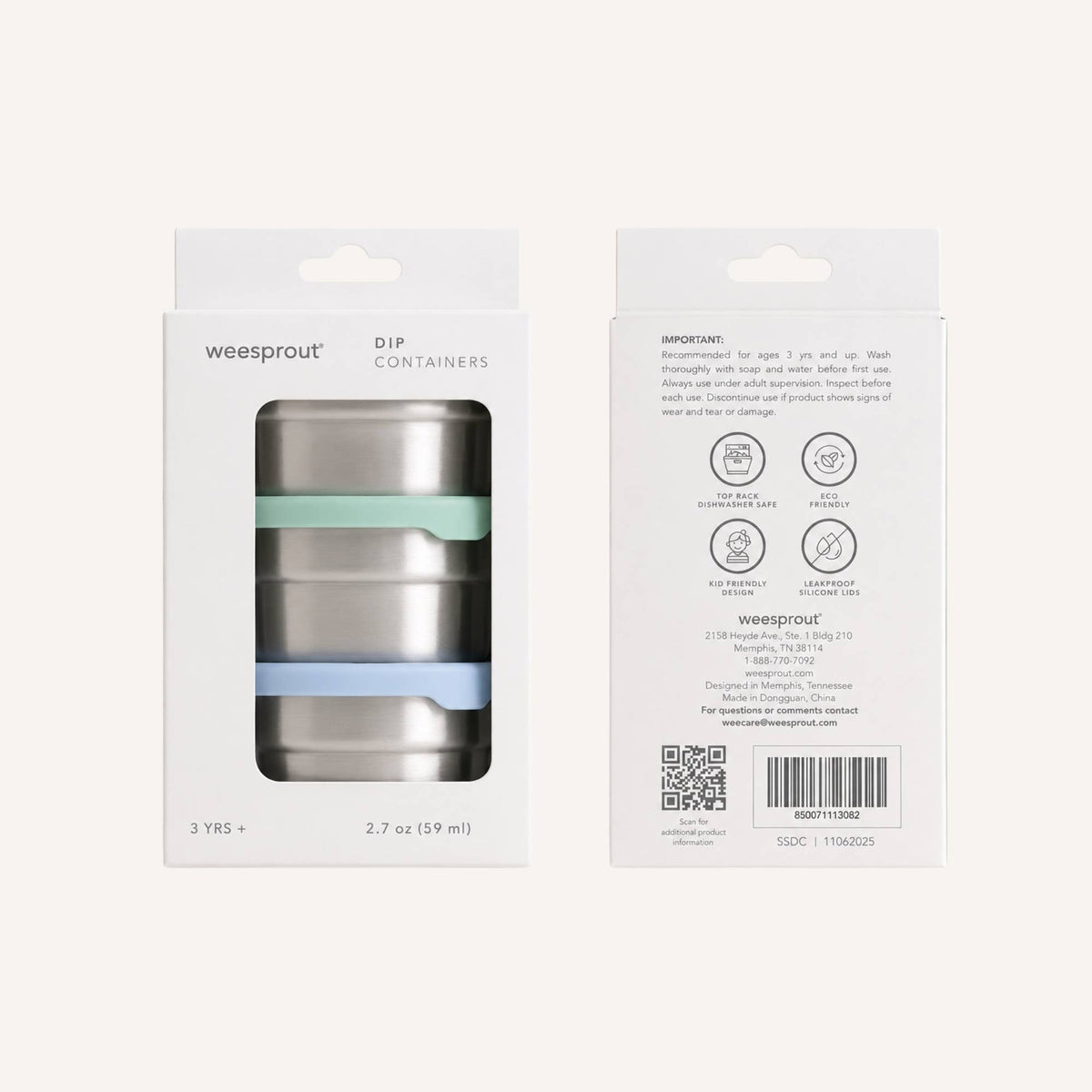 "Dip Switch" 🥕 Stainless Steel Dip Containers for Lunch (Set of 3) by WeeSprout