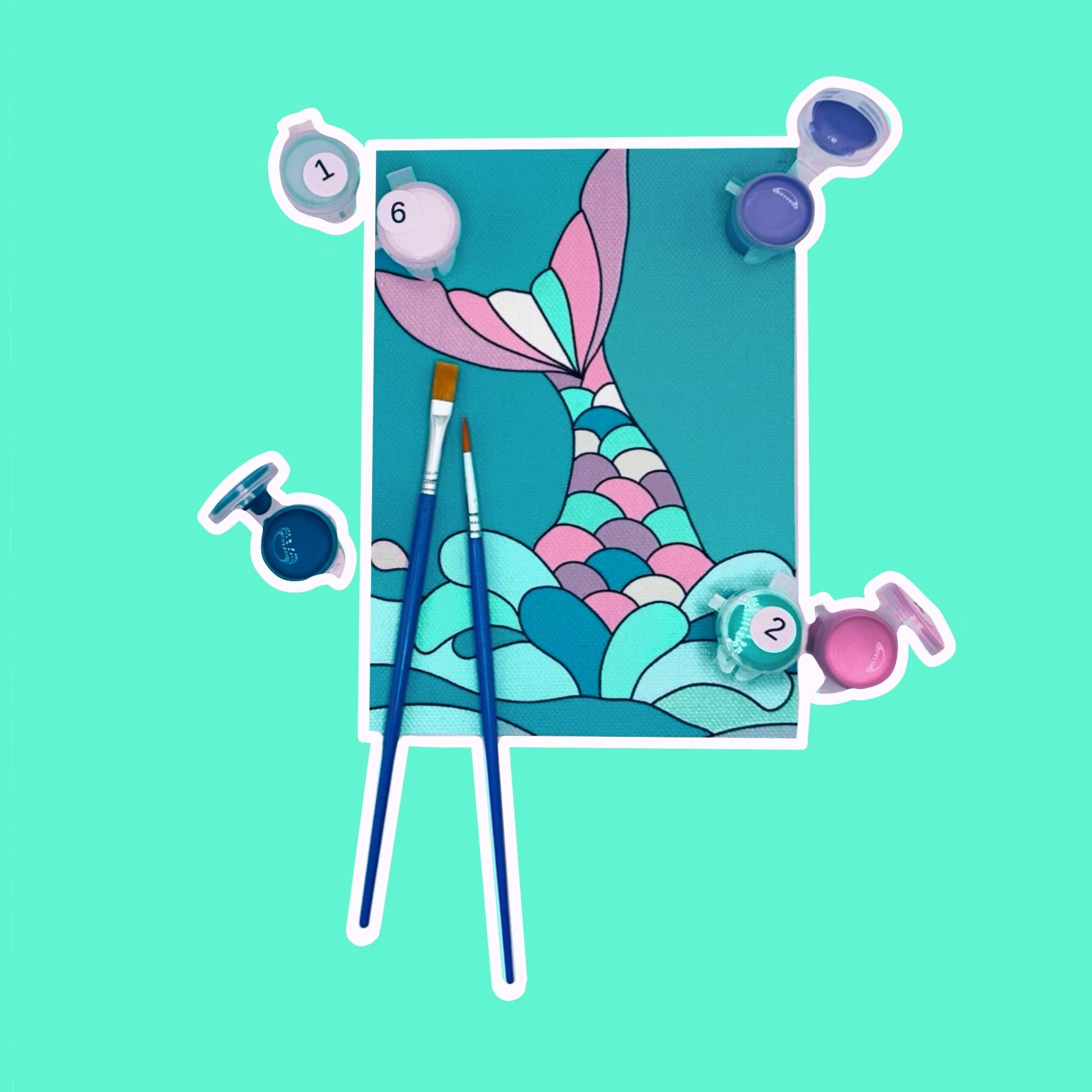 Mini Mermaid Tail paint by number kit for kids and adults