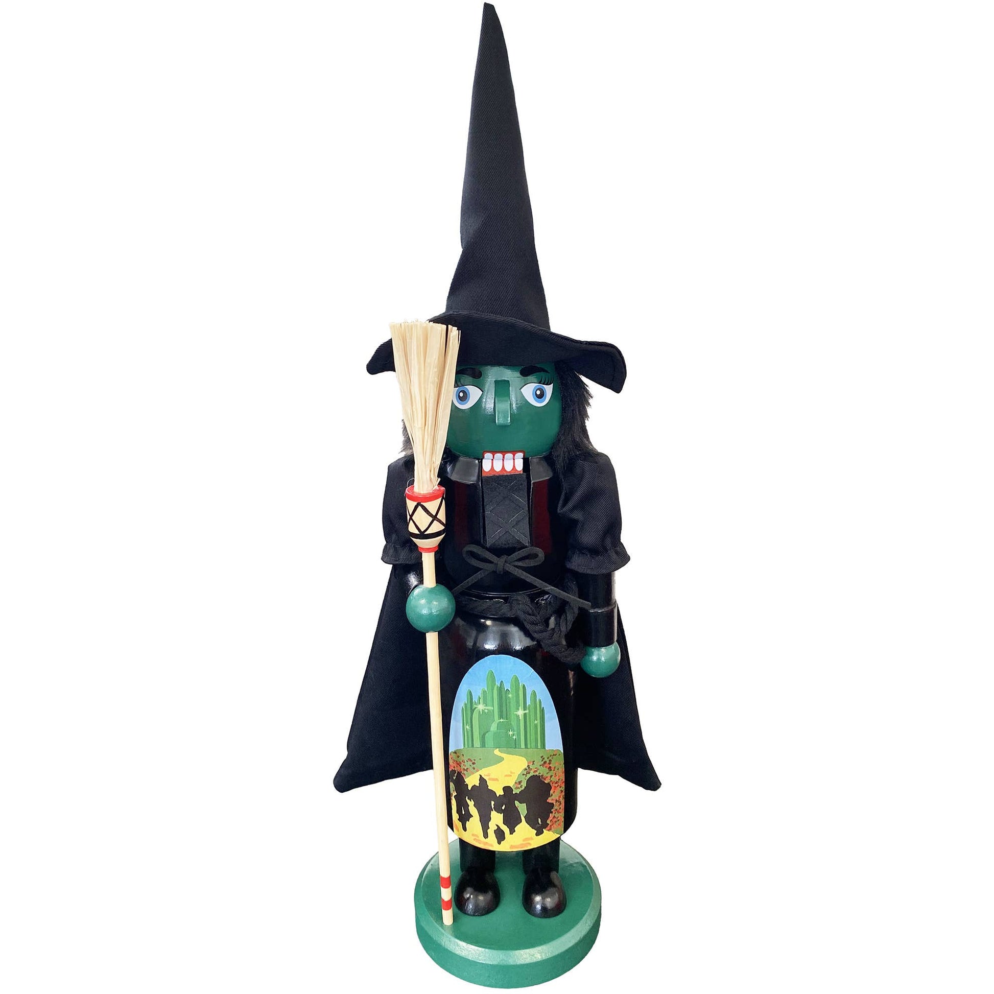14-inch Wicked Witch Nutcracker with green face and black cloak