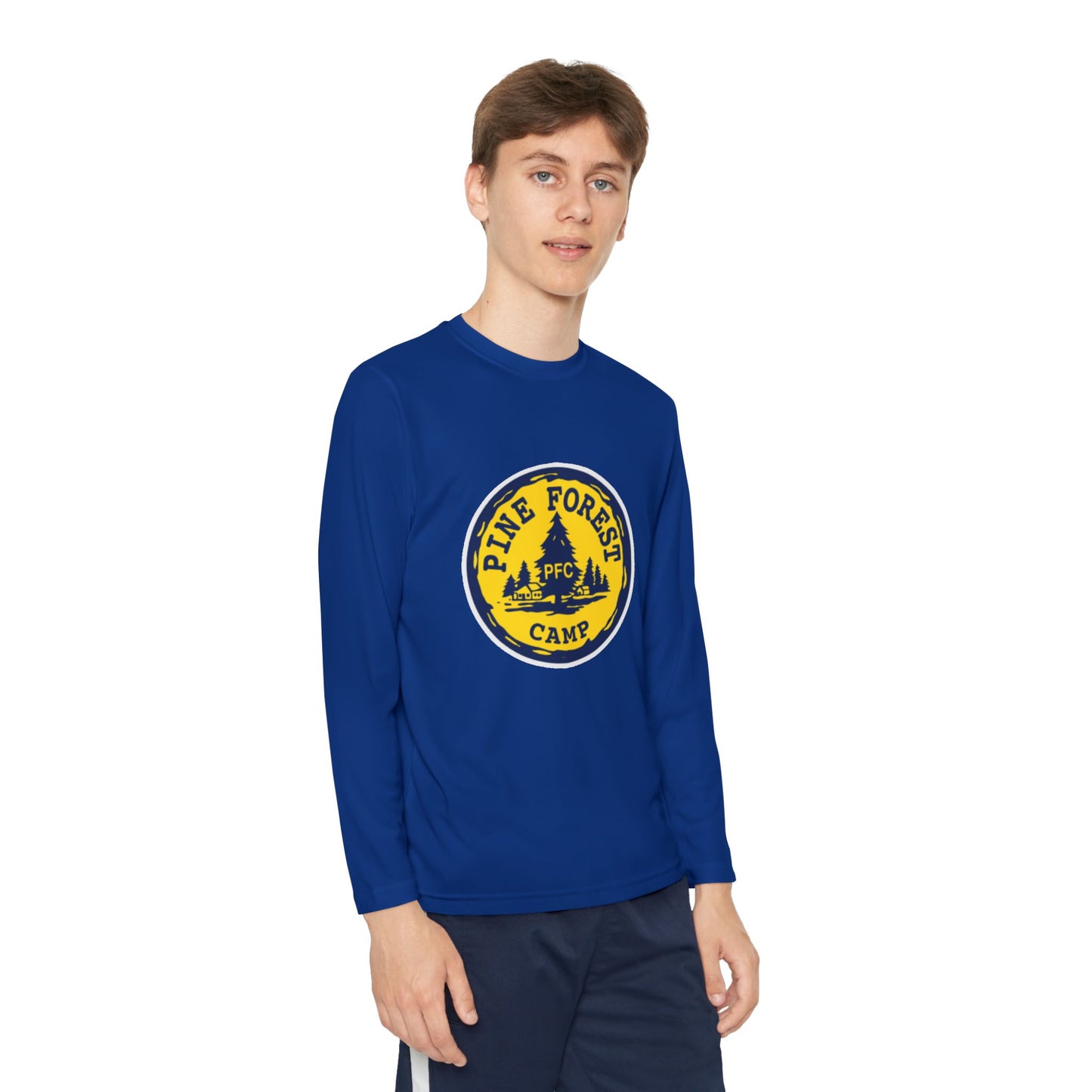 Youth Long Sleeve Tee - Pine Forest Camp Patch Design