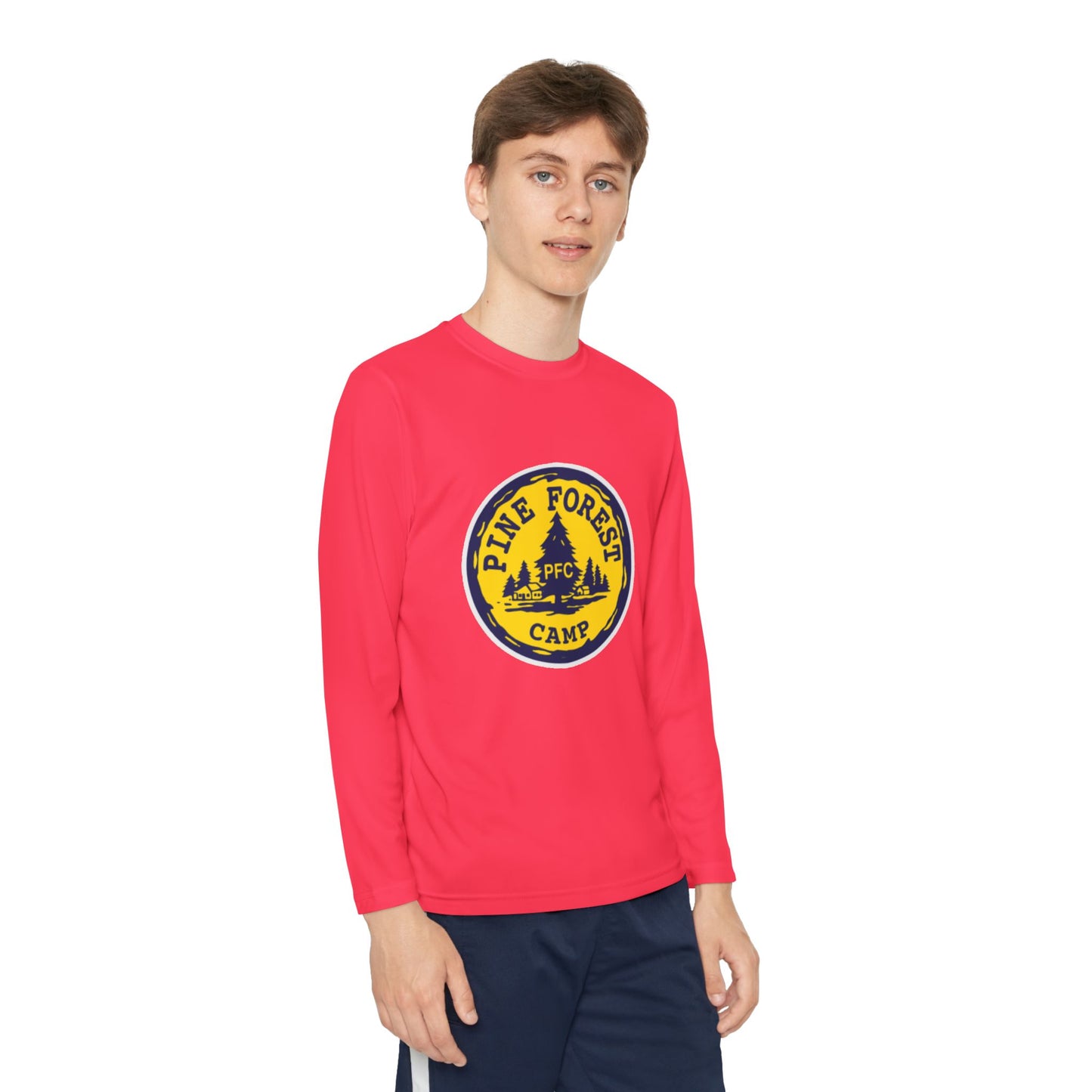 Youth Long Sleeve Tee - Pine Forest Camp Patch Design