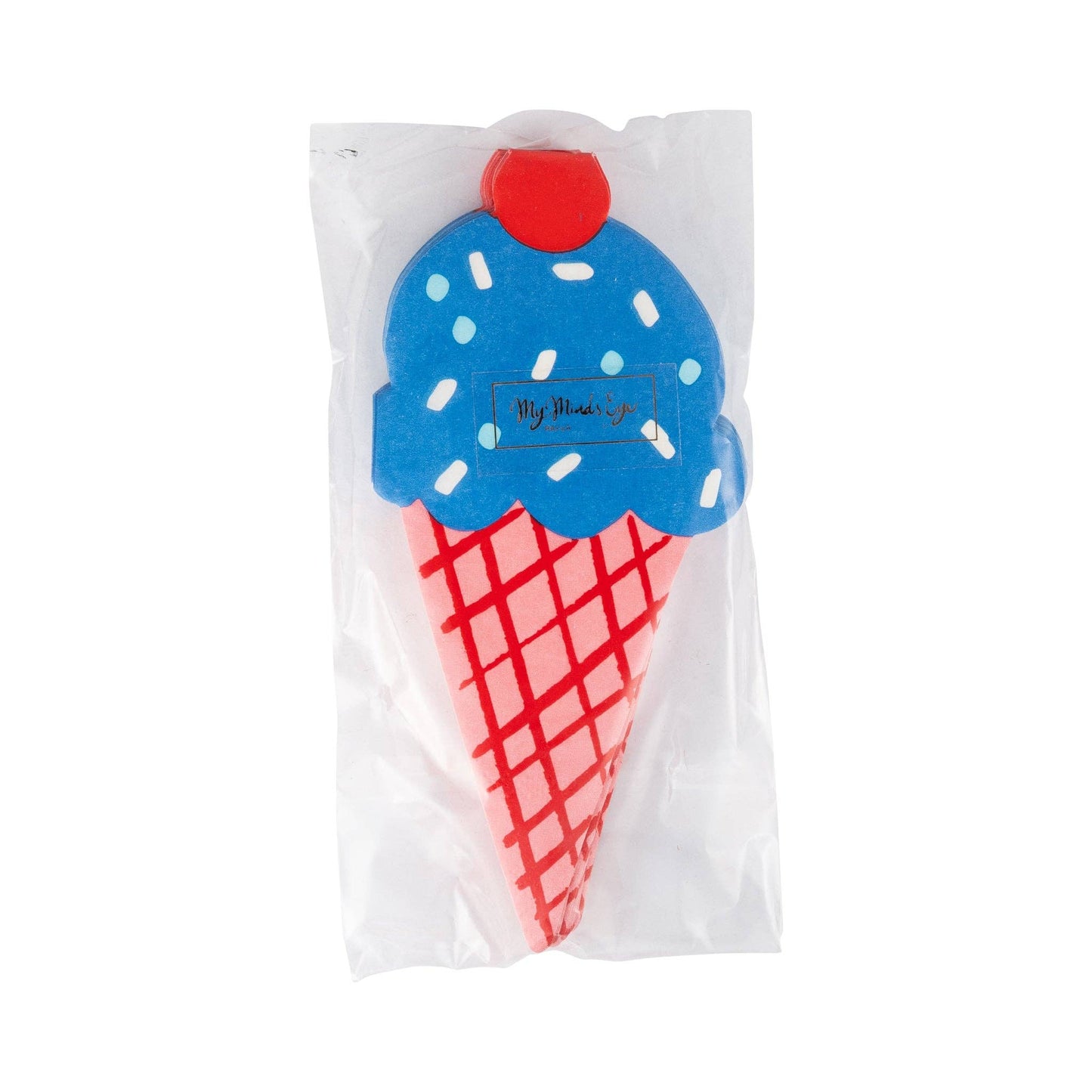 Adorable ice cream cone napkins, 3” x 6.5”, 24-pack for summer BBQs and dessert tables.