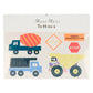 Construction temporary tattoos for kids, pack of 13 with silver foil, 4.5"x3.5" sheet