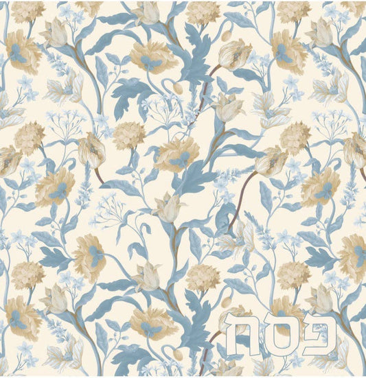 Pack of 24 dusty blue floral Passover charger squares