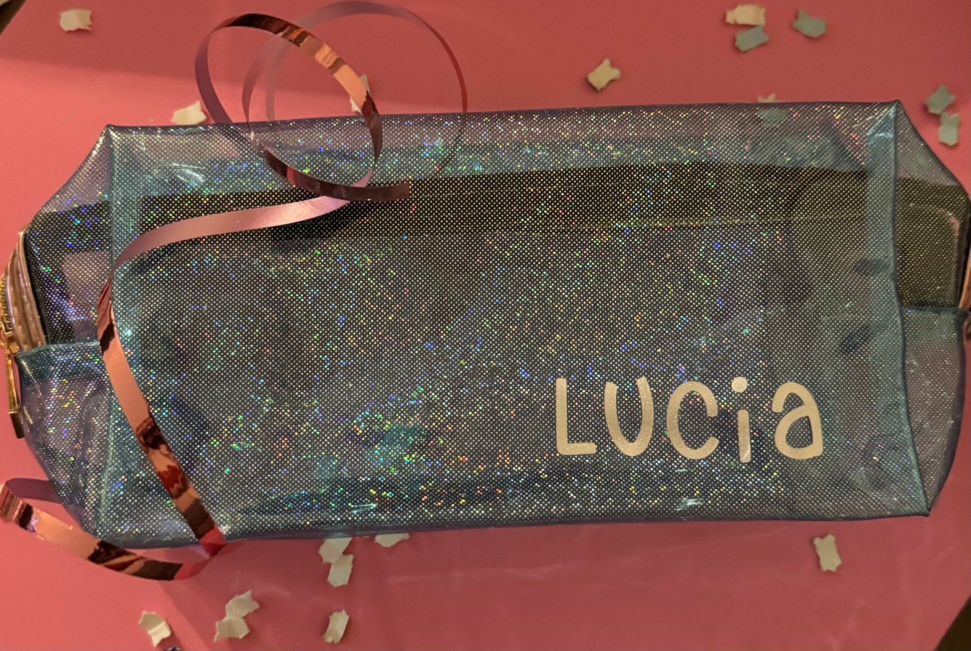 Eye-catching glitter pouch designed to add sparkle to your day, perfect for personal use or as a thoughtful gift. Available in assorted colors