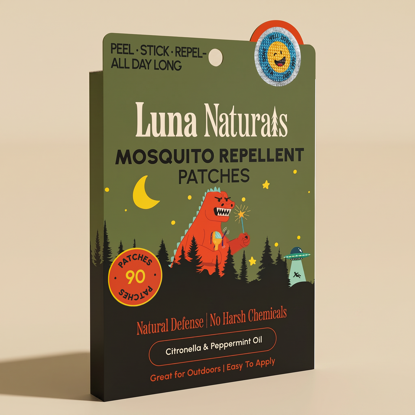 "Bite-Block Stickers" 🌿 Kids Mosquito Repellent Patches (90ct) by Luna Naturals
