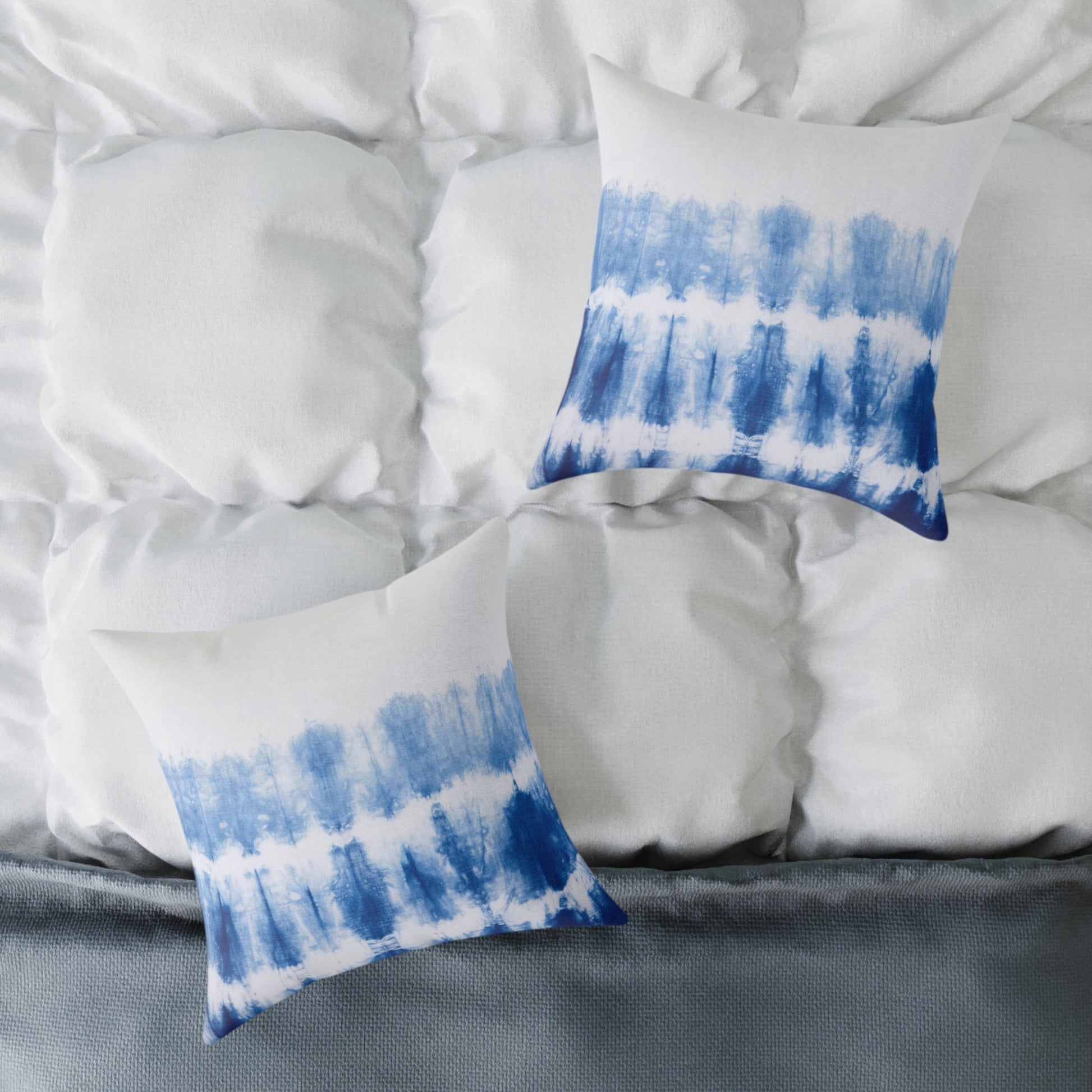 Ombre Blue Tie Dye Pillow made from durable poly canvas, featuring a unique tie dye design in shades of blue. Available in various sizes to add a splash of color and style to your home decor. Perfect for cozy relaxation.