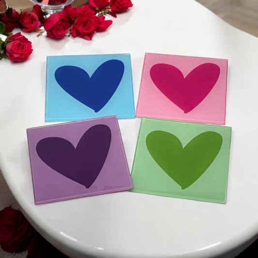 4" Glass Coaster Set – Set of 4, stylish and protective drink coasters for home, kitchen, and bar decor.