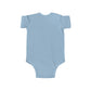 Trendy Cowboy Ghost Trick or Treat baby onesie featuring a cute ghost in a cowboy outfit holding a candy bag. Made from 100% combed ringspun cotton, this short-sleeved bodysuit is comfortable, lightweight, and perfect for baby boys or girls aged 6M-24M.