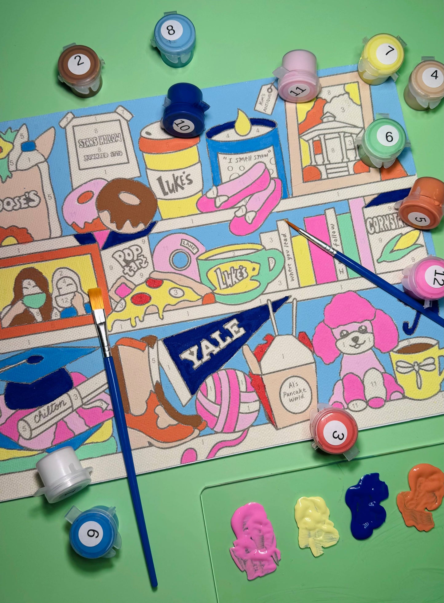Stars Hollow themed paint by number canvas