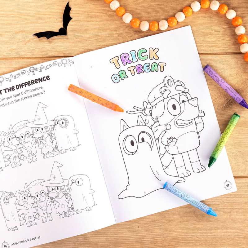 Bluey activity book with crayons and puzzles