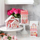 Lighted Valentine paper house with floral design