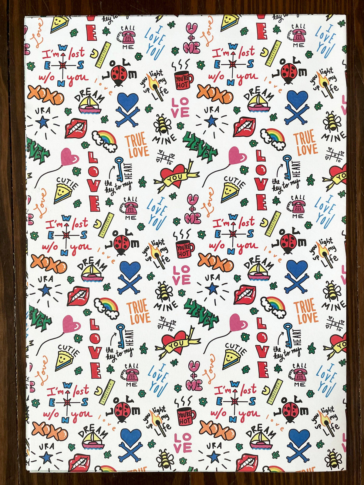 “Written All Over It” 💘 Love Doodle Valentine Wrapping Paper Roll by Better Than The Gift