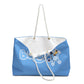 Oversized Bluey themed beach bag featuring a playful design inspired by the episode "The Pool," perfect for family adventures at the beach or pool. The durable tote measures 24" x 13" and includes thick rope handles for easy carrying.