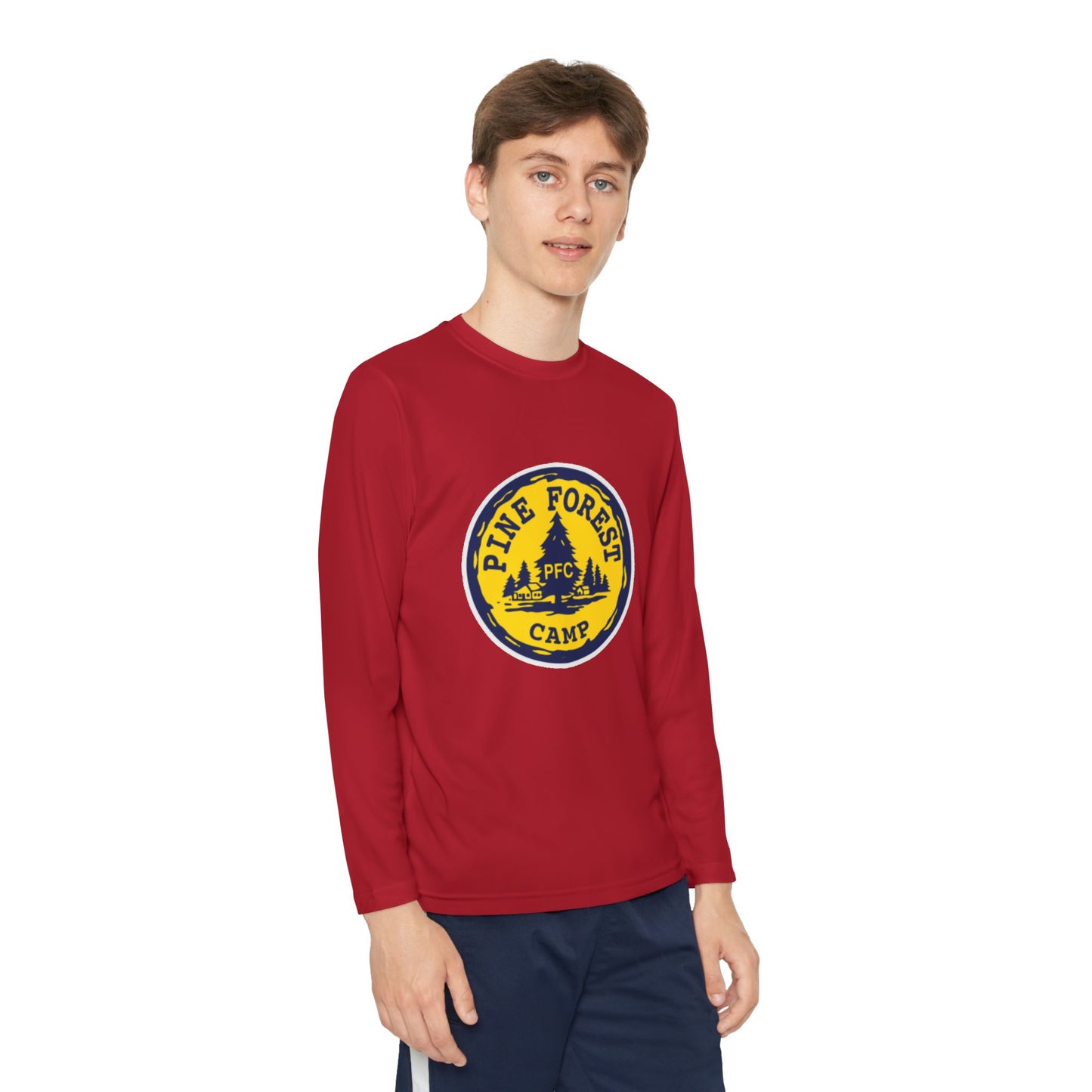 Youth Long Sleeve Tee - Pine Forest Camp Patch Design