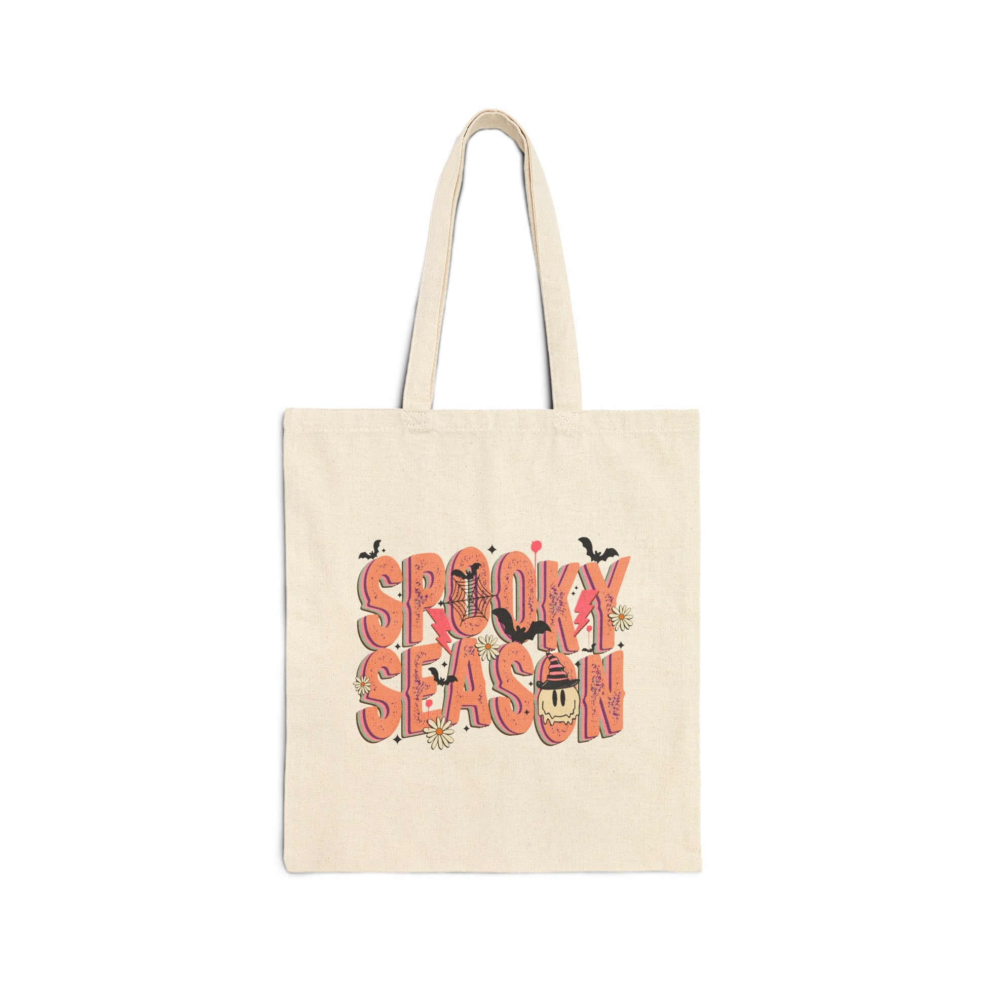 Celebrate the spooky season with our Spooktober Trick or Treat Tote Bag, perfect for all ages! Made from strong, durable cotton canvas fabric, this cute Halloween bag features extra long 20” shoulder handles and is available in natural or black.
