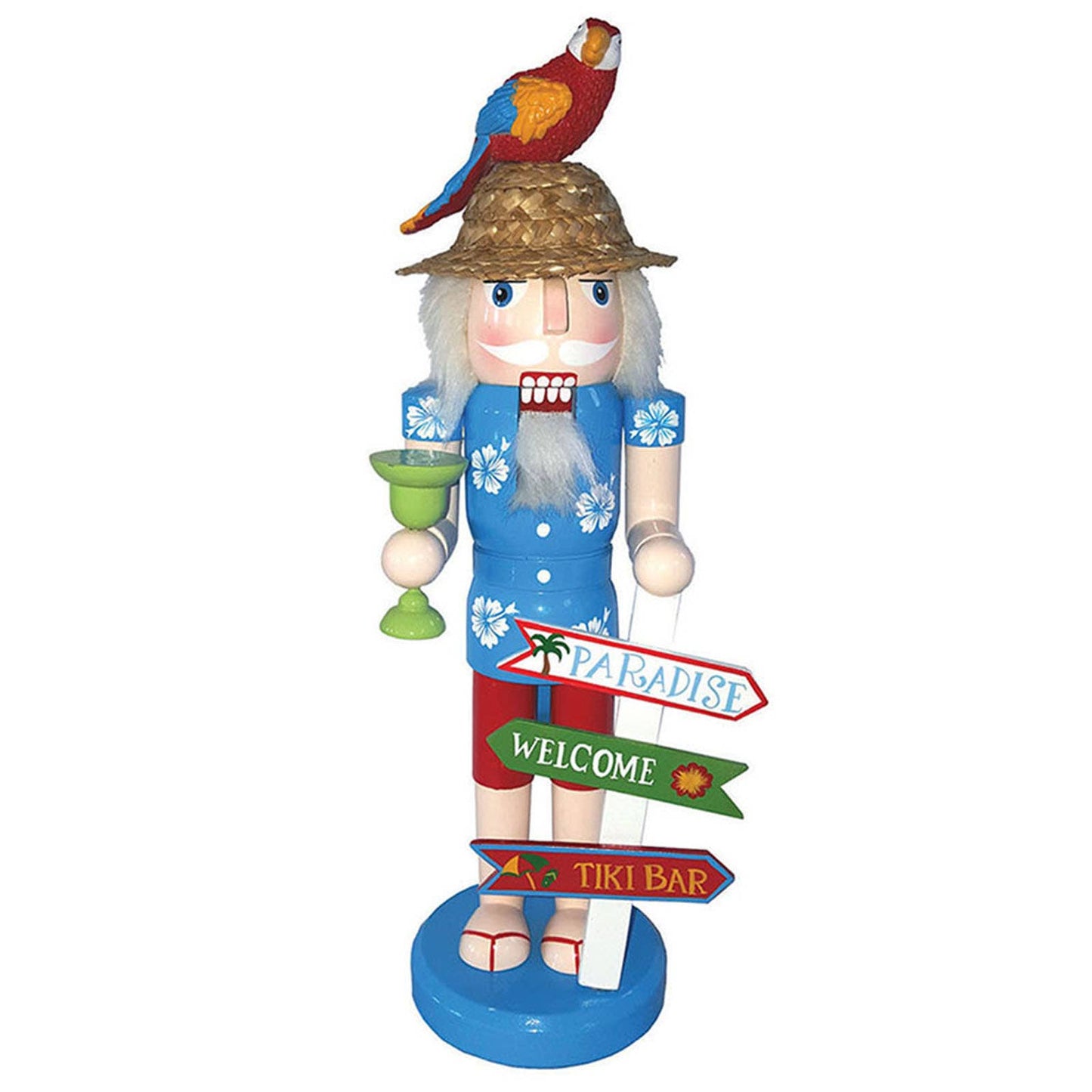 14″ Welcome to Paradise Nutcracker with parrot and margarita