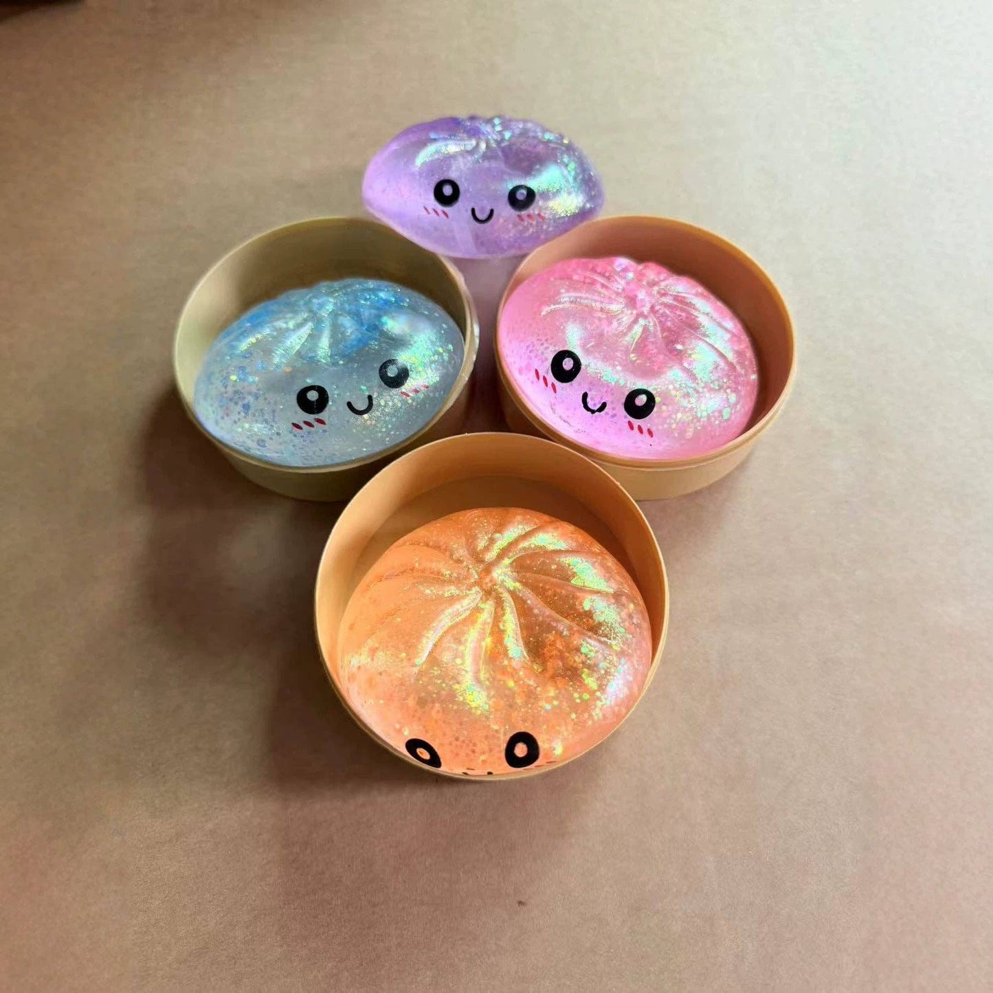 "Bao Down" 🥟 Mini Glitter Mystery Dumpling Squishy with Steamer Basket
